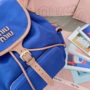 	 Miu Miu Cornflower Blue/brandy Canvas And Leather Backpack - 29.5X25X12.5cm - 2