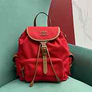 	 Miu Miu Cornflower Red/brandy Canvas And Leather Backpack - 29.5X25X12.5cm - 1