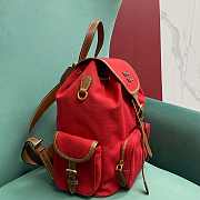 	 Miu Miu Cornflower Red/brandy Canvas And Leather Backpack - 29.5X25X12.5cm - 4