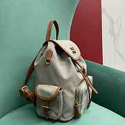 	 Miu Miu Cornflower Grey/brandy Canvas And Leather Backpack - 29.5X25X12.5cm - 3