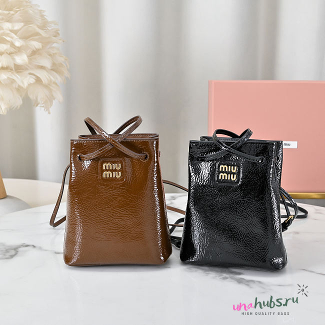 Miu Miu Palisander Naplak Patent Leather Pouch - 17X14X6CM - 1