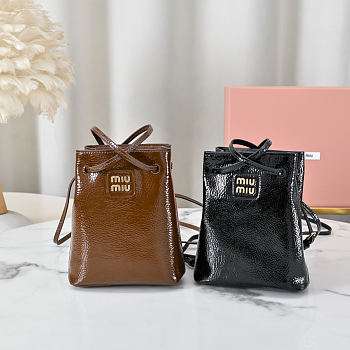 Miu Miu Palisander Naplak Patent Leather Pouch - 17X14X6CM
