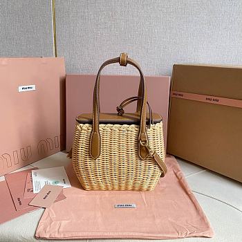 Miu Miu Wicker And Leather Tote Bag 