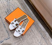 Hermes Oran Slides in White - 3