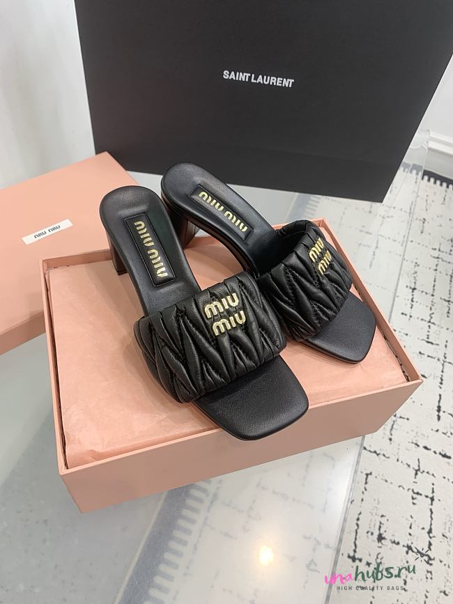 Miu Miu Matelassé Leather Sandals 5.5cm - 1