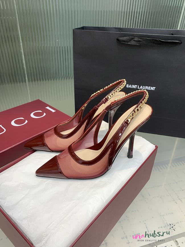 Gucci Signoria slingback pump in Bordeaux Fabric 10.5CM - 1