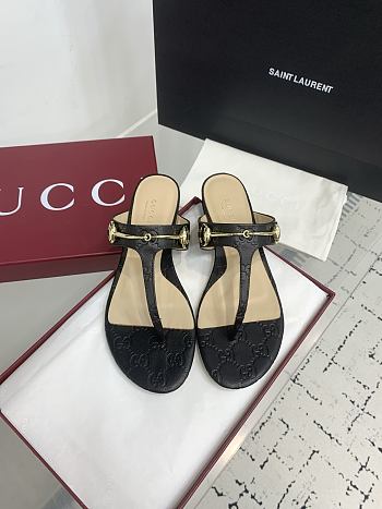 	 Gucci GG Thong Flat Leather Slides 