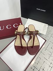 	 Gucci GG Thong Flat Leather Slides  - 3