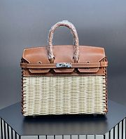 Hermes Gold Swift and Naturel Osier Wicker Picnic Birkin 25 Palladium Hardware - 1