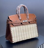 Hermes Gold Swift and Naturel Osier Wicker Picnic Birkin 25 Palladium Hardware - 3