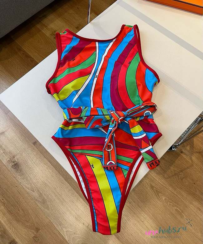 Pucci Iride open-back swimsuit in multicoloured - 1