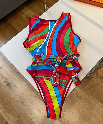 Pucci Iride open-back swimsuit in multicoloured