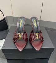 YSL Babylone Mules In Burgundy Smooth Leather 9cm - 1