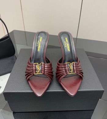 YSL Babylone Mules In Burgundy Smooth Leather 9cm