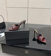 YSL Babylone Mules In Burgundy Smooth Leather 9cm - 6