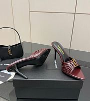 YSL Babylone Mules In Burgundy Smooth Leather 9cm - 5