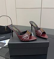 YSL Babylone Mules In Burgundy Smooth Leather 9cm - 4