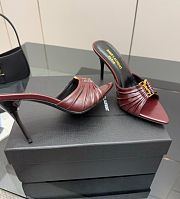 YSL Babylone Mules In Burgundy Smooth Leather 9cm - 3