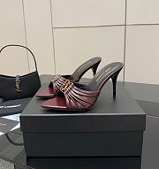 YSL Babylone Mules In Burgundy Smooth Leather 9cm - 2