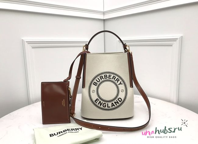 Burberry Small Logo Graphic Cotton Canvas Peggy Bucket Bag  - 21 x 16.5 x 25cm - 1