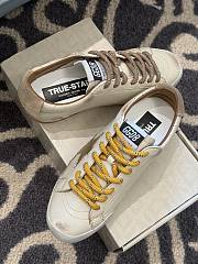 Golden Goose True-Star in creme suede with white star and platinum heel tab - 3