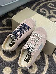 Golden Goose True-Star in pink suede with white star and platinum heel tab - 4