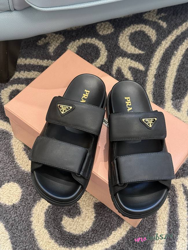 Prada Leather Slides in white/black - 1
