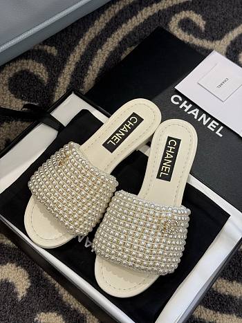 Chanel Pearl Slides in Black/White