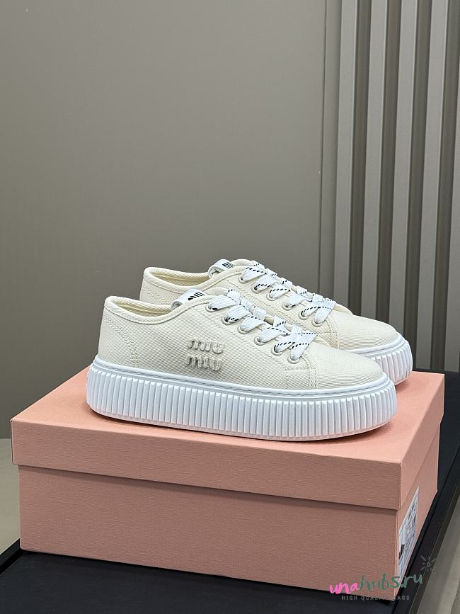 Miu Miu Colonial Denim Sneakers With Logo - 1