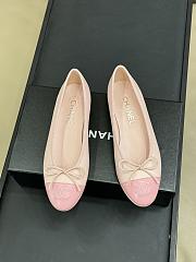 CHANEL Lambskin CC Cap Toe Ballerina Flats 37 Pink Light Pink - 3