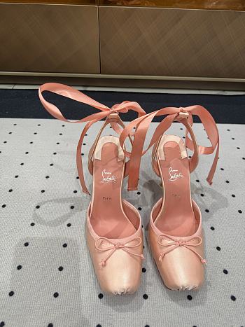 Christian Louboutin Cassia Lace Up 100mm Strappy Pumps Crepe Satin Pink