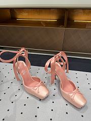 Christian Louboutin Cassia Lace Up 100mm Strappy Pumps Crepe Satin Pink - 3