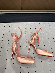 Christian Louboutin Cassia Lace Up 100mm Strappy Pumps Crepe Satin Pink - 2