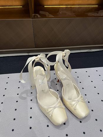 Christian Louboutin Cassia Lace Up 100mm Strappy Pumps Crepe Satin White