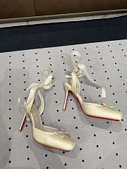 Christian Louboutin Cassia Lace Up 100mm Strappy Pumps Crepe Satin White - 4