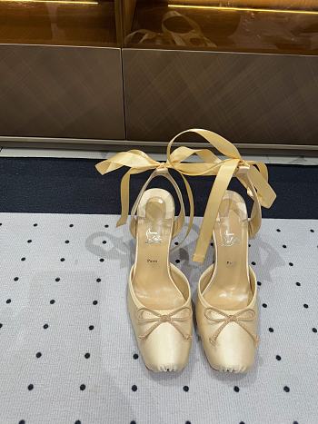 Christian Louboutin Cassia Lace Up 100mm Strappy Pumps Crepe Satin Creme