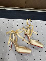 Christian Louboutin Cassia Lace Up 100mm Strappy Pumps Crepe Satin Creme - 2