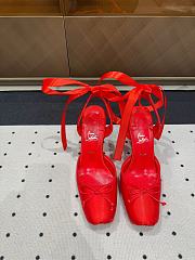 	 Christian Louboutin Cassia Lace Up 100mm Strappy Pumps Crepe Satin Red - 1