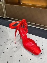 	 Christian Louboutin Cassia Lace Up 100mm Strappy Pumps Crepe Satin Red - 4