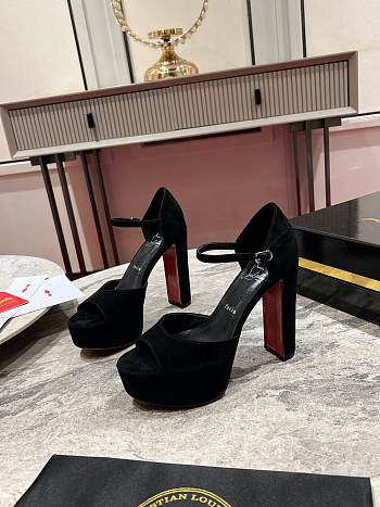 Chrisitian Louboutin Sandaloo 130 mm Strappy sandals Black Suede leather