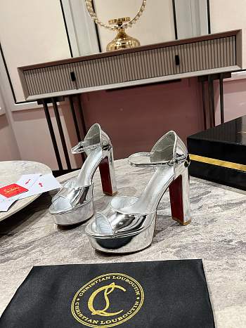 Chrisitian Louboutin Sandaloo - 130 mm Sandals Silver Patent calf leather