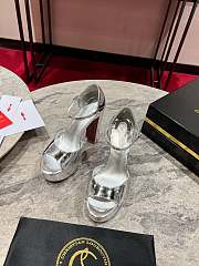 Chrisitian Louboutin Sandaloo - 130 mm Sandals Silver Patent calf leather - 3