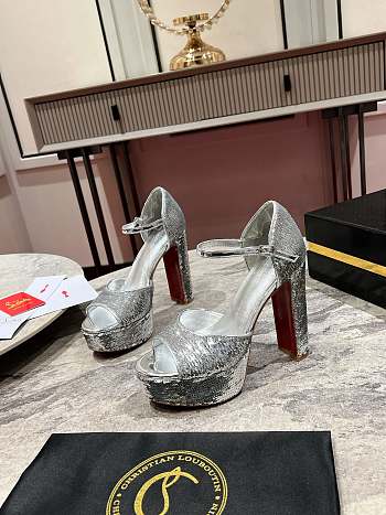 	 Chrisitian Louboutin Sandaloo 130 mm Sandals Silver Sequins