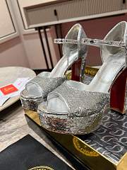	 Chrisitian Louboutin Sandaloo 130 mm Sandals Silver Sequins - 4