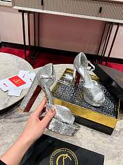 	 Chrisitian Louboutin Sandaloo 130 mm Sandals Silver Sequins - 2
