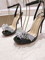 CHRISTIAN LOUBOUTIN CRYSTAL QUEEN 120 BLACK PATENT LEATHER - 5