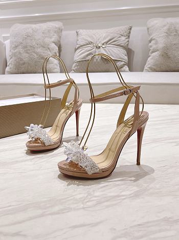 	 CHRISTIAN LOUBOUTIN CRYSTAL QUEEN 120 NUDE PATENT LEATHER