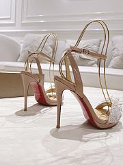	 CHRISTIAN LOUBOUTIN CRYSTAL QUEEN 120 NUDE PATENT LEATHER - 5