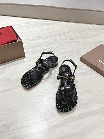 Christian Louboutin T-Strap Sandals in black crocodile 