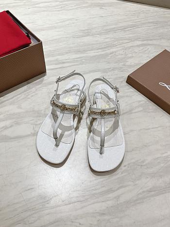 	 Christian Louboutin T-Strap Sandals in white leather